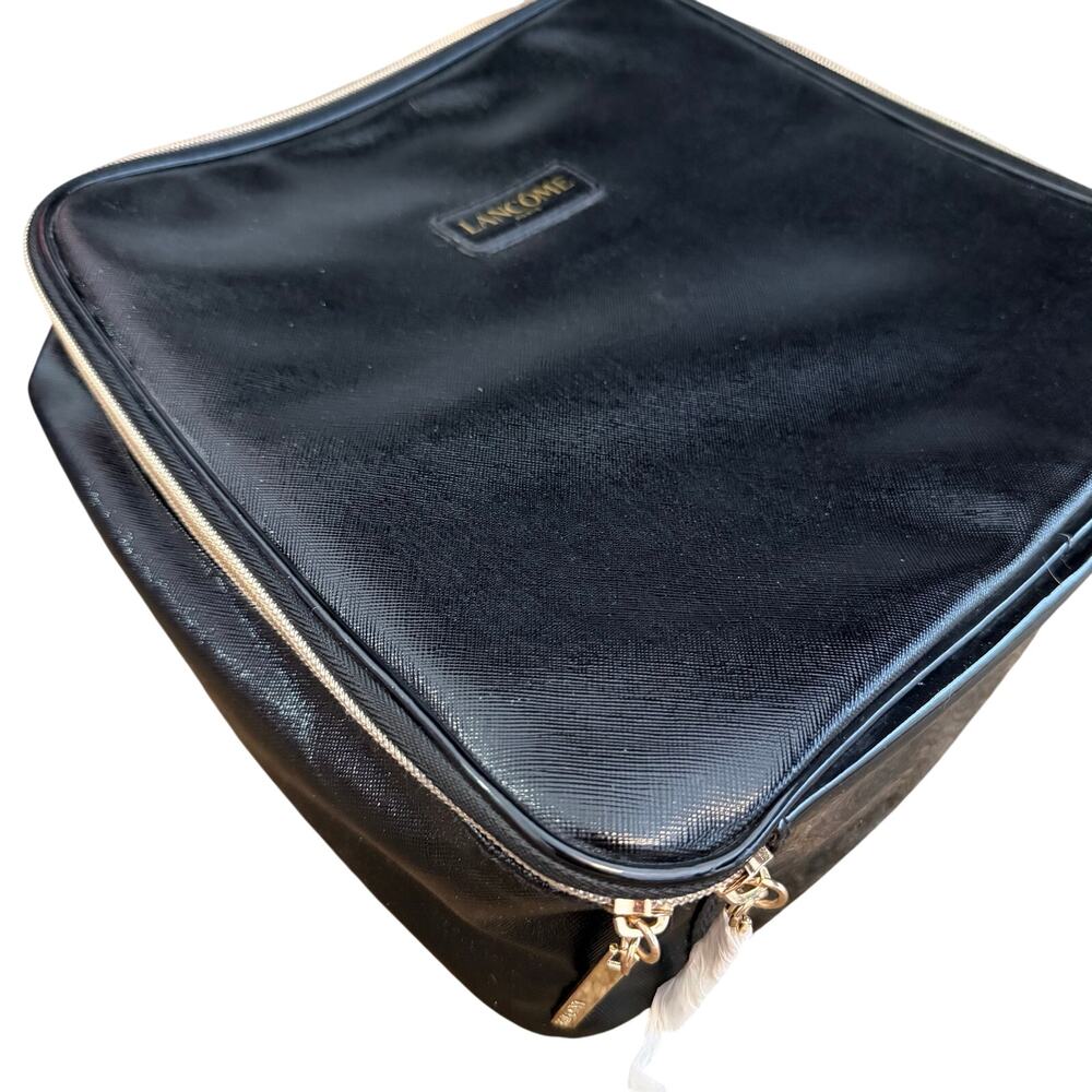 NWOT Lancôme Black‎ Zip up travel bag tote classy makeup toiletries - Picture 7 of 10